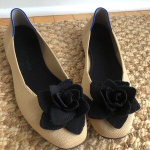 Rothy’s The Petal Square Sand Soirée Flat. Size 10.5